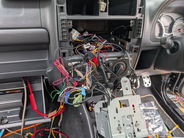 Head unit out, wiring exposed