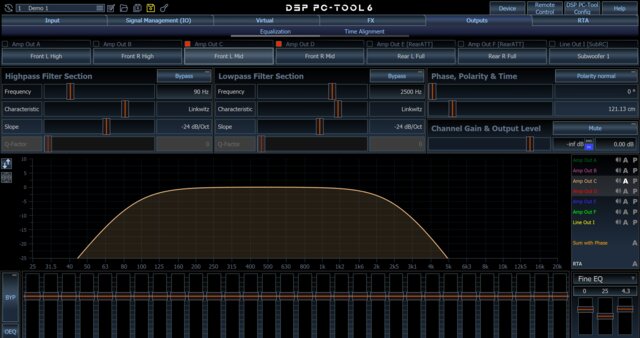 PC-Tool crossover screen for the midbass